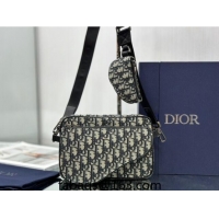 Promotional Dior Saddle Triple Pouch in Oblique Jacquard CD3102 Beige and Black 2023