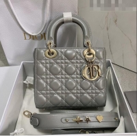 Low Price Dior Small Lady Dior My ABCDior Bag in Cannage Lambskin CD6901 Pearl Grey 2023