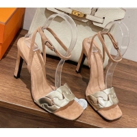 New Style Hermes Gala High Heel Sandals 10.5cm in Nappa Leather Beige/Light Gold 525113