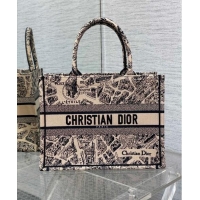 Top Quality Dior Medium Book Tote Bag Bag in Plan de Paris Embroidery CD7108 Beige 2023