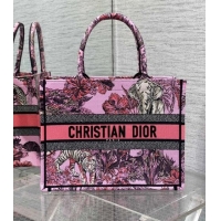 Top Design Dior Medium Book Tote Bag in Toile de Jouy Reverse Embroidery CD7108 Pink Multicolor 2023