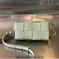 Promotional Bottega Veneta Mini Cassette Cross-Body Bag in Intreccio Leather 755031 Travertine Green 2023