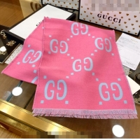 Buy Cheap Gucci GG Wool Long Scarf 37x192cm 112234 Pink/Blue 2022