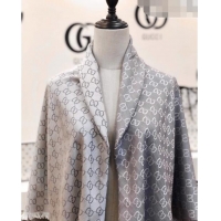 Good Taste Gucci GG Wool Silk Square Scarf 140cm 0309 Grey 2023