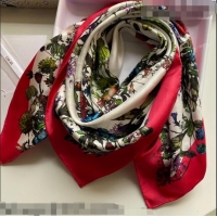 Low Cost Dior Flora Silk Square Scarf 110312 Red
