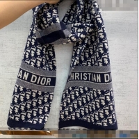 New Design Dior Wool Cashmere Scarf 35x200cm D22325 Navy Blue