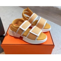 Charming Hermes Geek Canvas Platform Sandals 3.5cm Yellow 724135