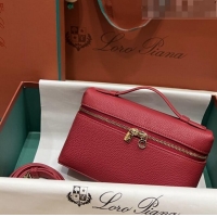 New Fashion Loro Piana Extra Pocket L19 Pouch in Calfskin LP5437 Deep Red/Gold 2023