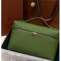 Inexpensive Loro Piana Extra Pocket Pouch L27 in Calfskin LP5448 Green 2/Gold 2023
