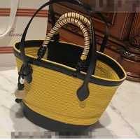 Traditional Specials Loro Piana Eolian Small Braided Tote Bag LP5458 Yellow/Black 2023