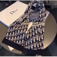 Promotional Dior Oblique Wool Cashmere Long Scarf 30x200cm 091644 Blue 2022