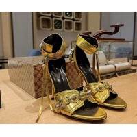 Cheap Price Balenciaga Cagole High Heel Sandals 10.5cm in Crinkle Shiny Leather Gold 524001