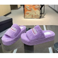 Purchase Balenciaga Towel Fabric Platform Slide Sandals Purple 0619001