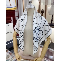 Well Crafted Chanel Silk Sqaure Scarf 90x90cm 030804 White 2023