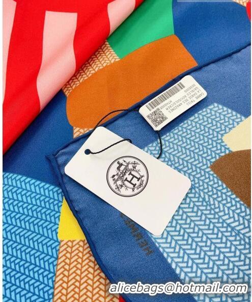 Promotional Hermes Silk Sqaure Scarf 90x90cm H61568 Blue/Red 2023