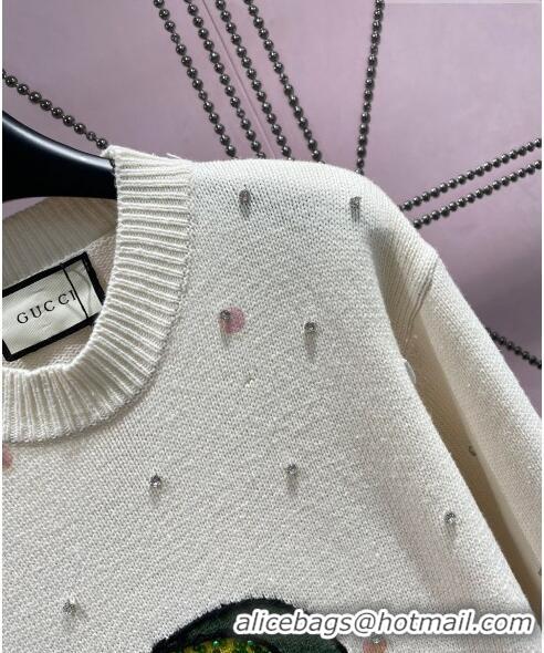 Unique Grade Gucci Crystal Sweater G8508 White 2023