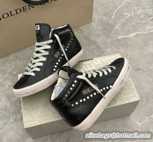 Purchase Golden Goose Women’s Slide sneakers with studs in black leather 704022