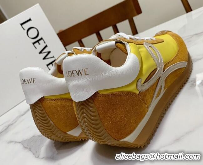 Top Grade Loewe Suede & Fabric Sneakers Yellow 111745