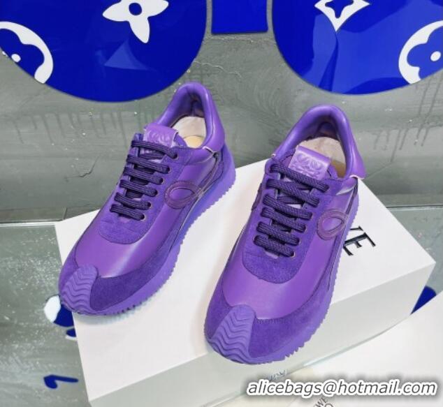 Duplicate Loewe Flow Leather & Suede Sneakers Purple 229121