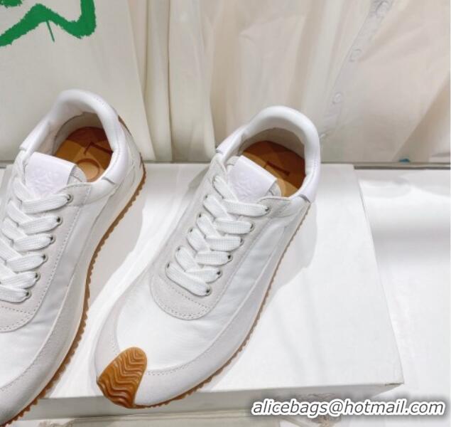 Leisure Loewe Flow Runner Sneakers in Suede and Nylon White/Light Grey 506060