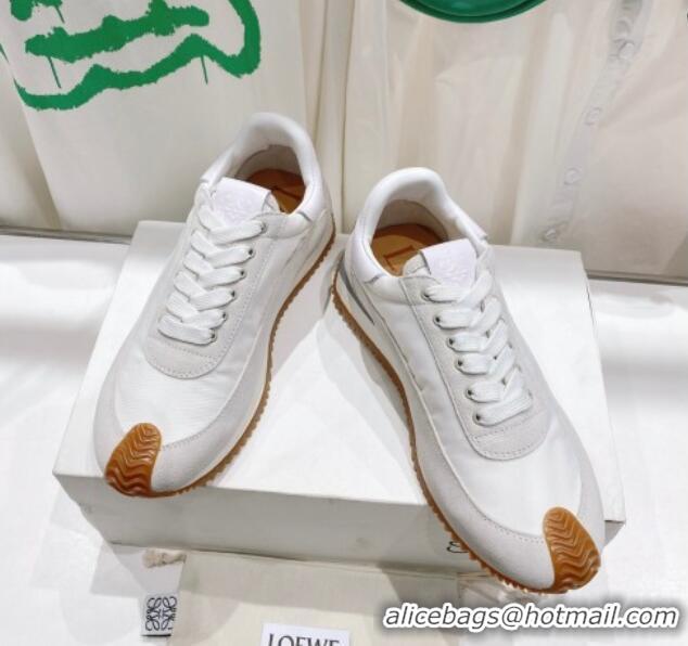 Leisure Loewe Flow Runner Sneakers in Suede and Nylon White/Light Grey 506060