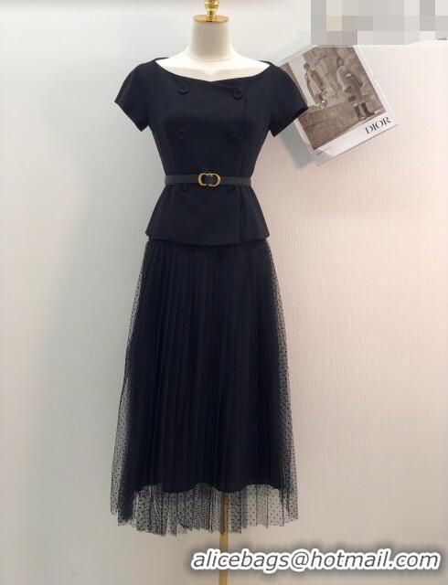 Top Grade Dior Top and Skirt D81618 Black 2023