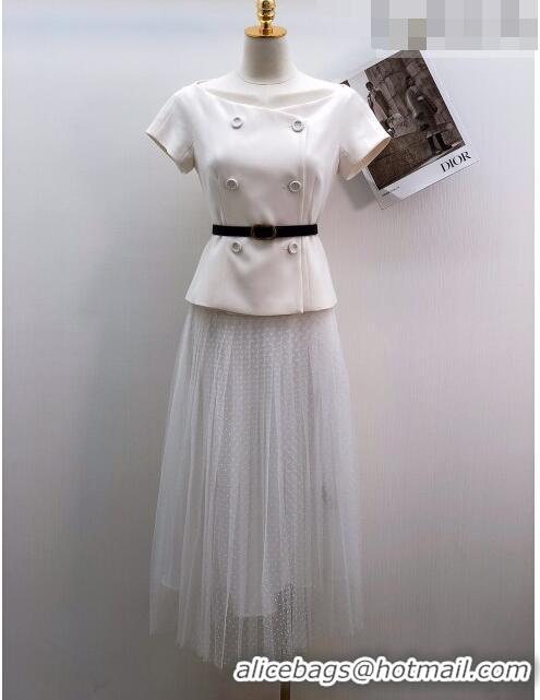 Super Quality Dior Top and Skirt D81616 White 2023