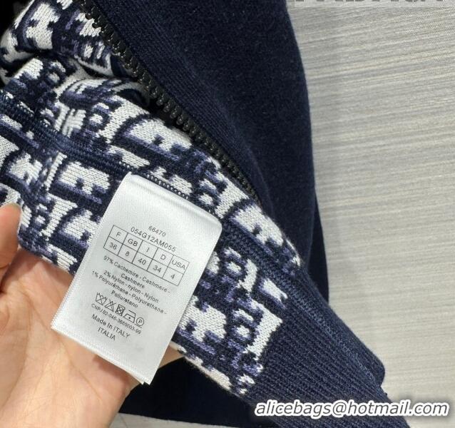 ​Classic Practical Dior Cashmere Knit Zipped Jacket D9516 Blue 2023