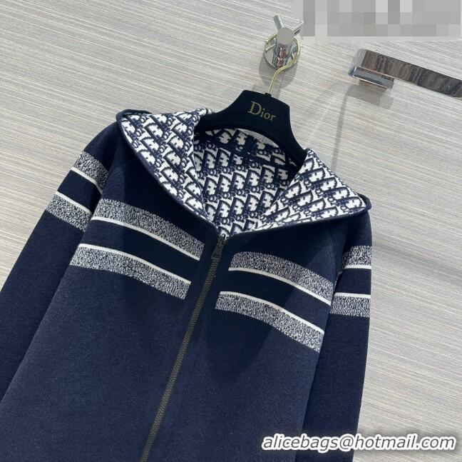 ​Classic Practical Dior Cashmere Knit Zipped Jacket D9516 Blue 2023