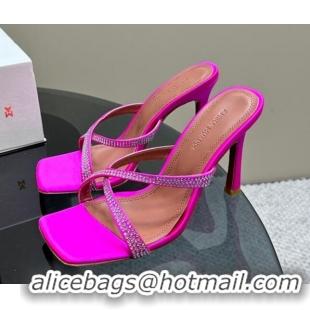 Trendy Design Amina Muaddi Adriana Crystal Slide Sandals 10.5cm in Satin Dark Pink 091165