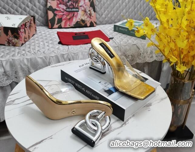 Crafted Dolce&Gabbana PVC Slide Sandals with 7.5cm DG Heel Gold 222128