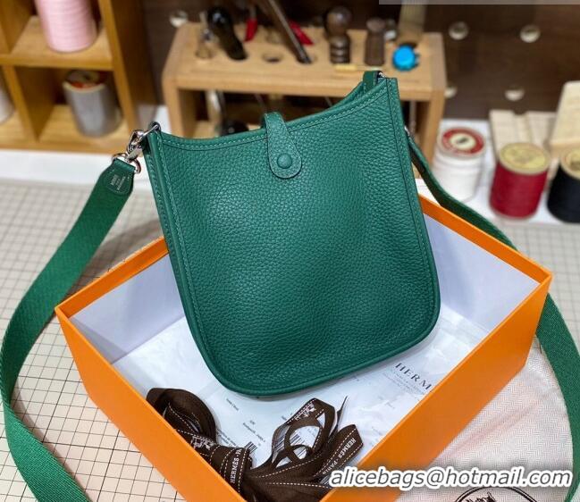 Top Quality Hermes Evelyne Mini Bag 18cm in Togo Calfskin L1306300 Green/Silver