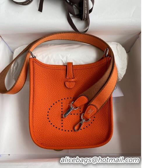 Promotional Hermes Evelyne Mini TPM Bag 18cm in Original Togo Leather HB18 Orange/Silver (Pure Handmade)