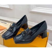 Purchase Louis Vuitton Shake Loafers 5.5cm in Snakeskin-Like Leather Black 718073