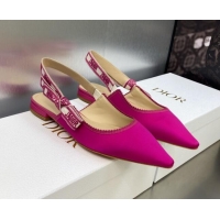 Hot Style Dior J'Adior Slingback Ballerina Flat in Rani Pink Embroidered Satin and Cotton 606037