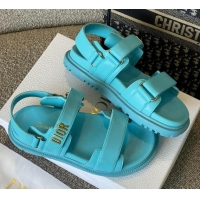 Big Discount Dior DiorAct Calfskin Flat Strap Sandals Blue 362020
