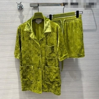 Well Crafted Gucci Velvet GG Shirt & Shorts G7719 Green 2023