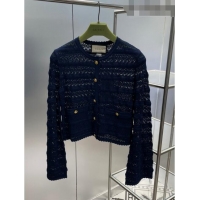 Buy Inexpensive Gucci Knit Cardigan G71717 Blue 2023