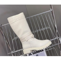 Duplicate Dior D-Major Medium Boots in Calfskin Leather White 902014