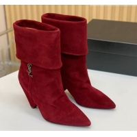 Trendy Design Saint Laurent Nike Ankle Boots in Suede and Monogram 8.5cm Red 091157