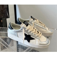 Unique Style Golden Goose Women’s Stardan sneakers in silver laminated leather with white nappa leather inserts and a bl