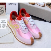 Best Luxury Loewe Flow Silk & Suede Sneakers Pink/Red 1229130