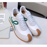 Reasonable Price Loewe Flow Silk & Suede Sneakers White/Grey/Green 229135
