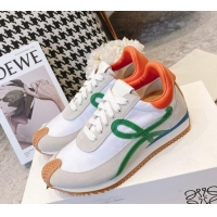 Good Looking Loewe Flow Runner Sneakers in Suede and Nylon Orange/White/Grey/Green 506056
