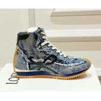 1:1 Loewe Denim Flow High Top Sneakers Blue 238172