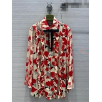 ​Super Quality Gucci Silk Shirt Dress G91410 Red 2023