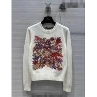 ​Discount Dior Embroidered Cashmere Sweater 0803 White/Red 2023