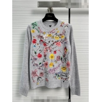 Good Taste Dior Embroidered Cashmere Sweater D08233 Grey 2023