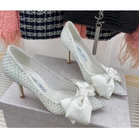 Best Product Jimmy Choo Love Pumps 8.5cm White Crystal Mesh with Bow 208105