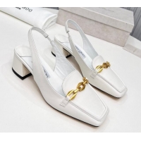 Duplicate Jimmy Choo Diamond Tilda Slingback Pumps 4.5cm in Lambskin White 915047